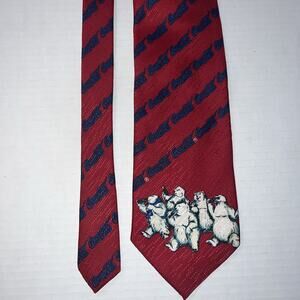 Vintage Coca Cola Tie Mens Red Silk Always Coca-Cola Polar Bears 90s Advertising